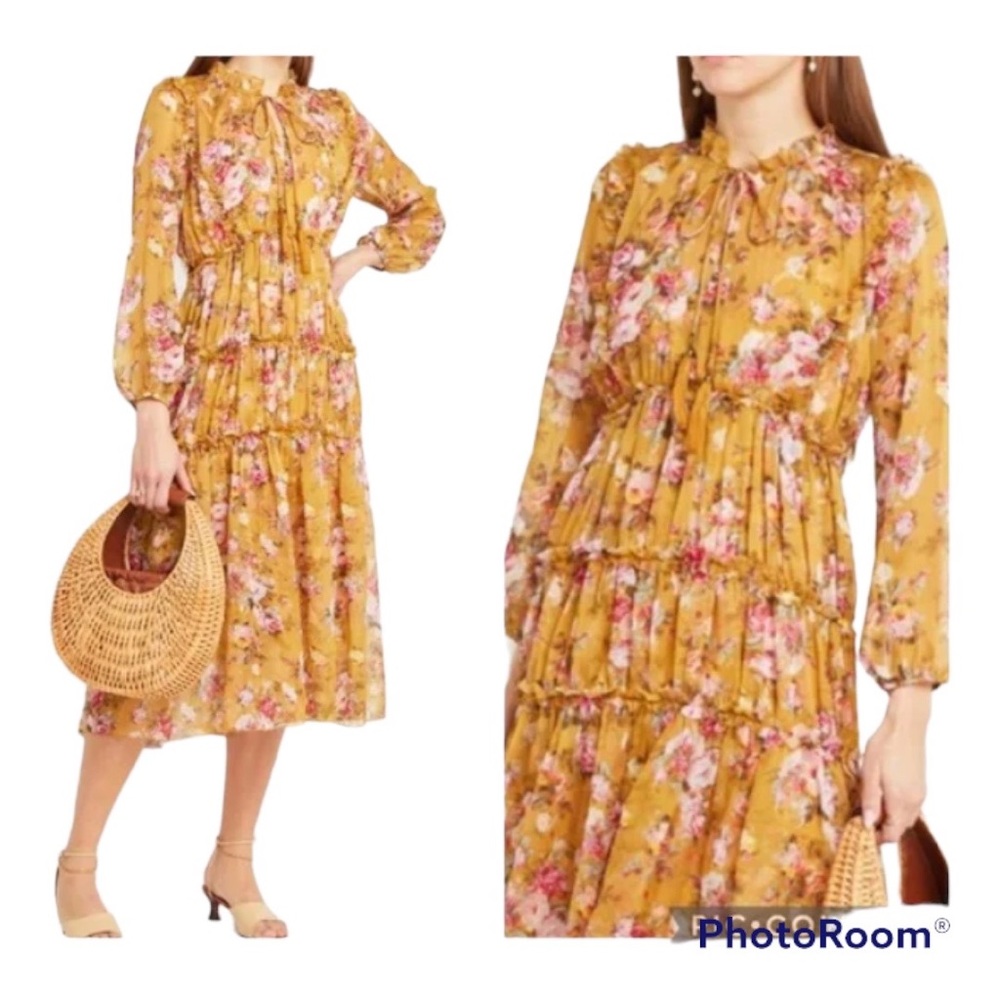 O.P.T x Anthropologie Felicity Tiered Midi Dress: Size Small